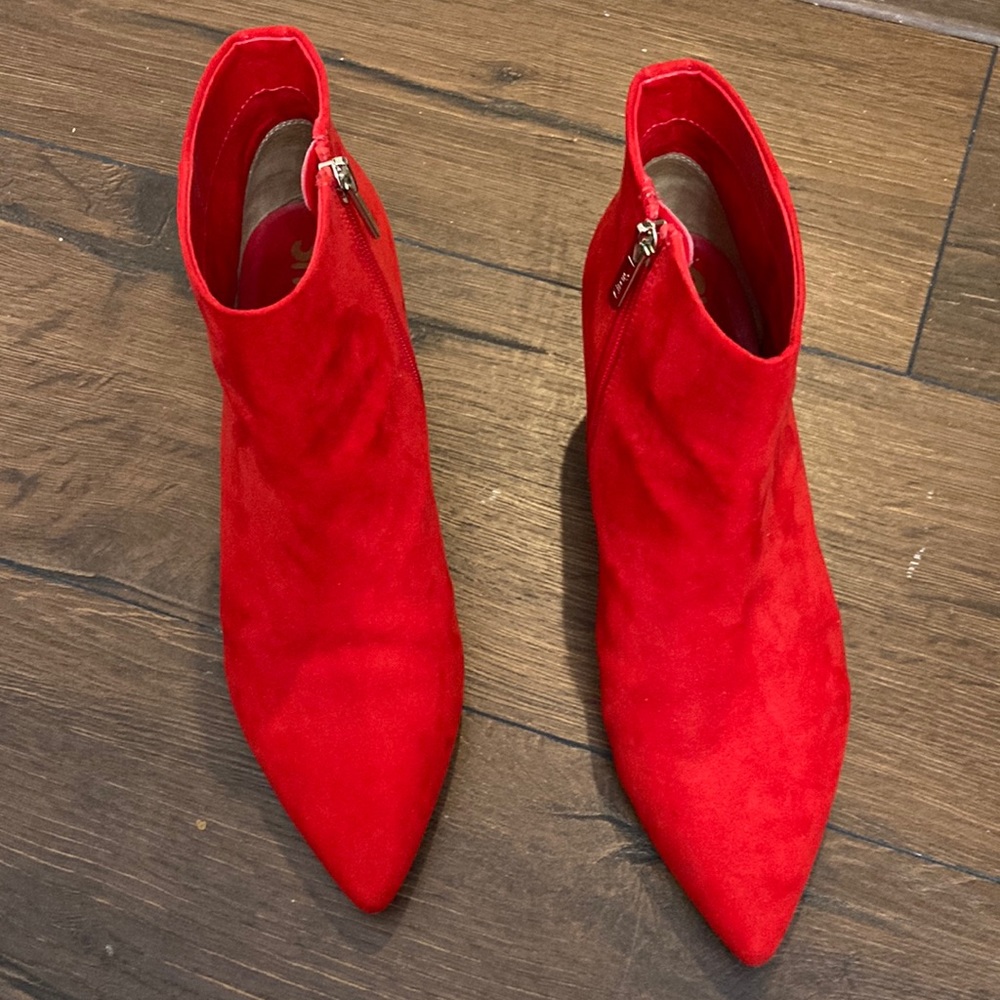 Circus by Sam Edelman Red Suede Kitten Heel Boot 8.5